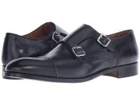 2016 Massimo Matteo Monk Strap Loafers for Men - Double Monk Cap Perf - Black Sale Online